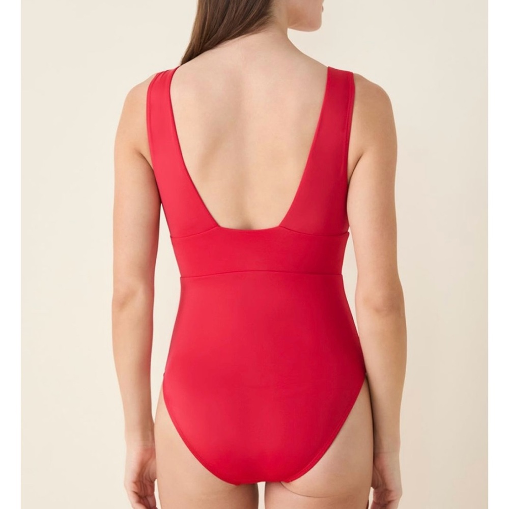 Andie | the Mykonos 1 piece plunge swimsuit in cherry red - Picture 4 of 16